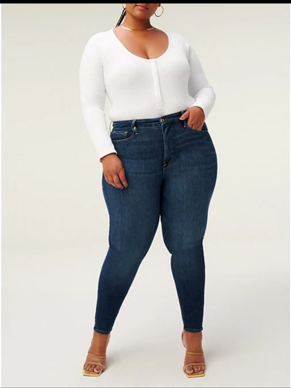 Good American Good Legs Dark Blue Stretch Skinny Jeans Plus Sized